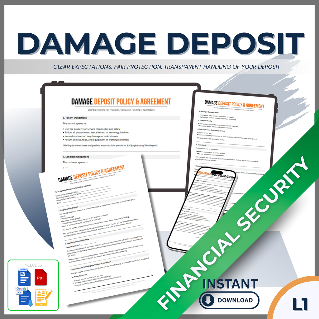 DAMAGE DEPOSIT POLICY