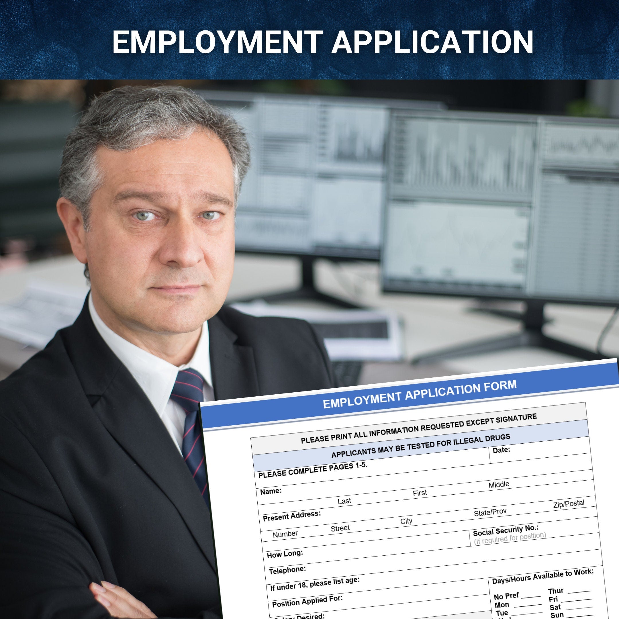 6-Page Employment Application Template | Professional Job Form